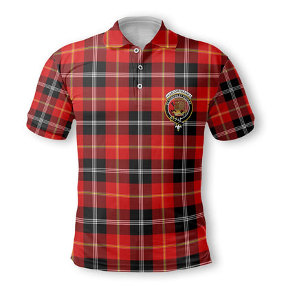 Clan Marjoribanks Tartan Golf Tartan Men Polo Shirt Crest And Plaid Basic Style