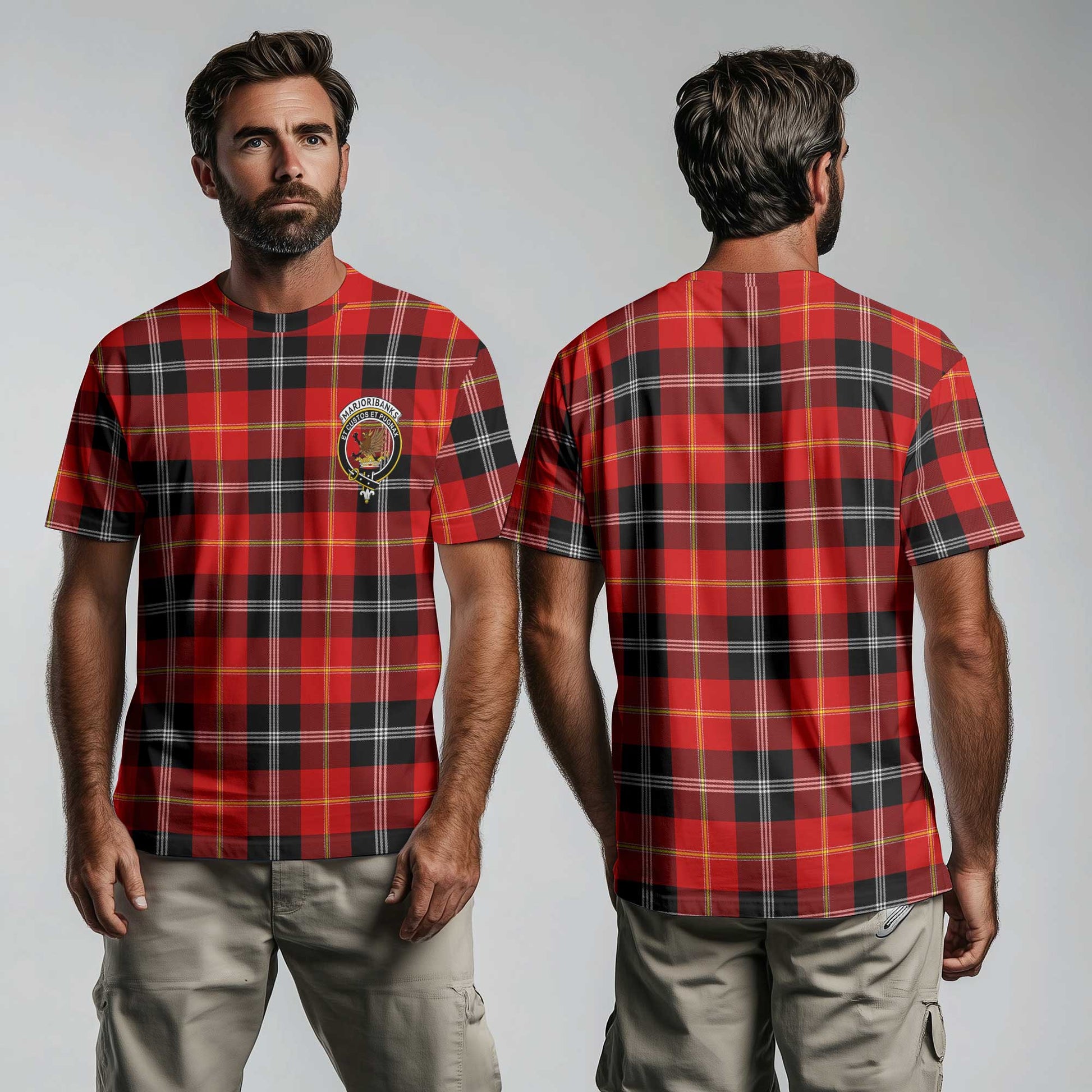 Clan Marjoribanks Tartan Men T Shirt Crest And Plaid Basic Style