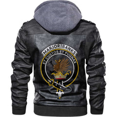 Clan Marjoribanks Tartan Zip Leather Jacket Crest And Plaid Basic Style