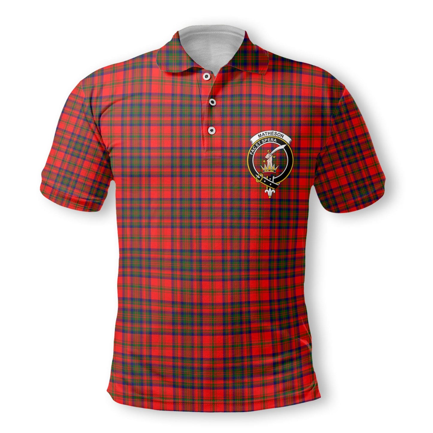 Clan Matheson Tartan Golf Men Polo Shirt Crest And Plaid Basic Style