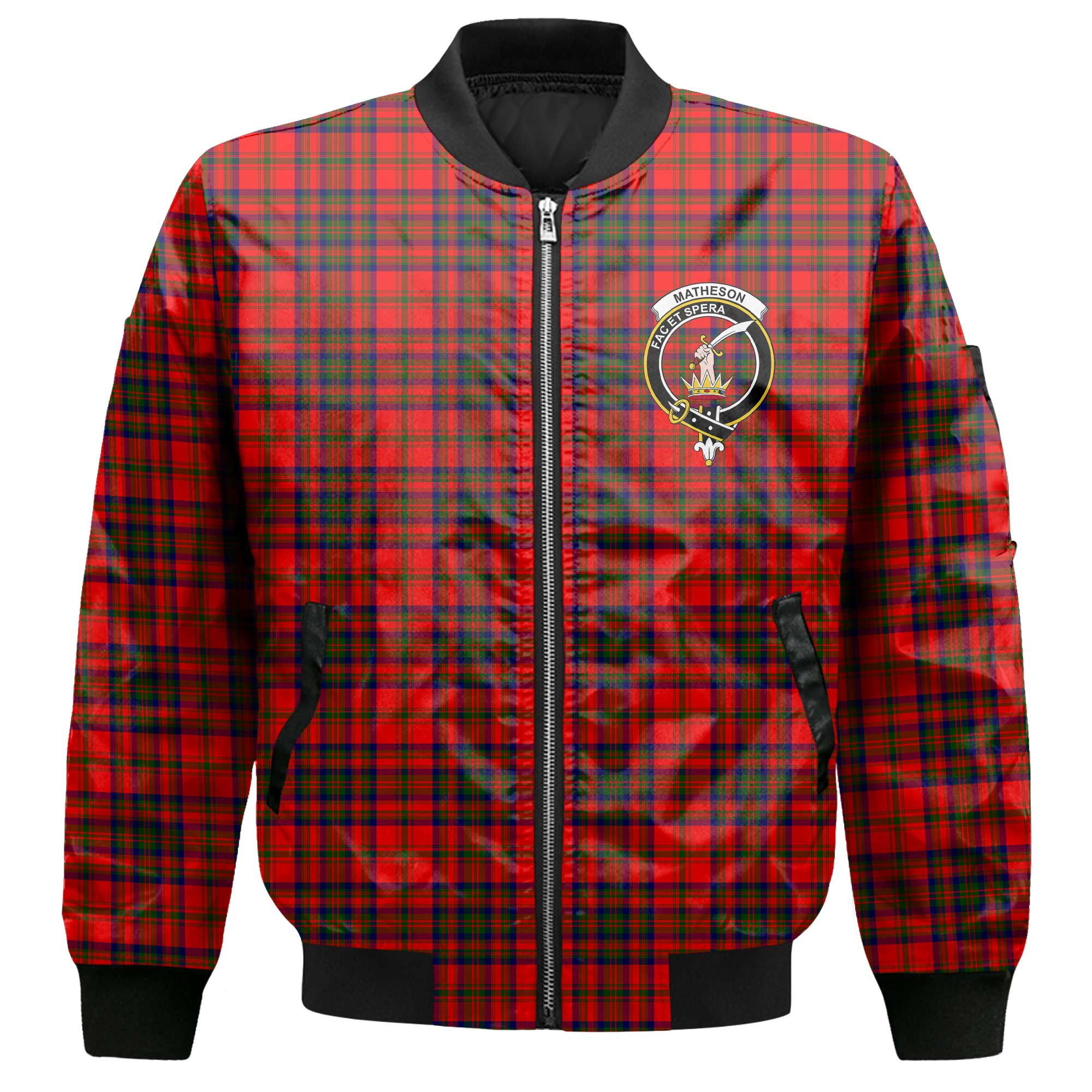 Clan Matheson Tartan Women Bomber Jacket Crest And Plaid Basic Style