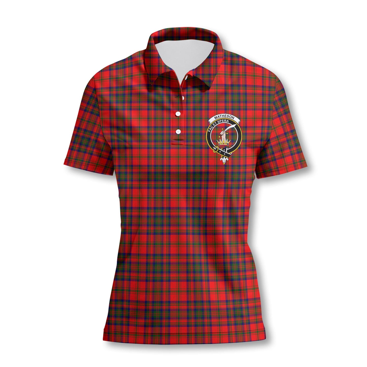 Clan Matheson Tartan Women Polo Shirt Crest And Plaid Basic Style