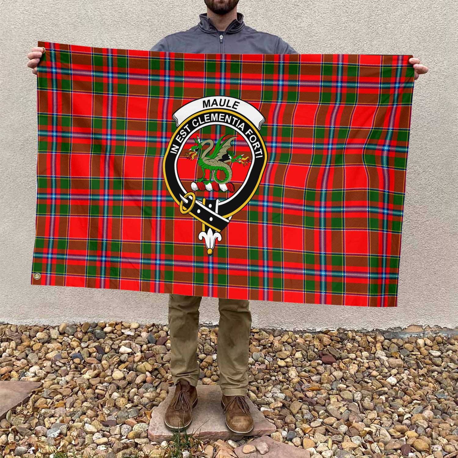Clan Maule Tartan Flag Crest And Plaid Basic Style