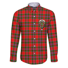 Clan Maule Tartan Long Sleeve Button Shirt Crest And Plaid Basic Style