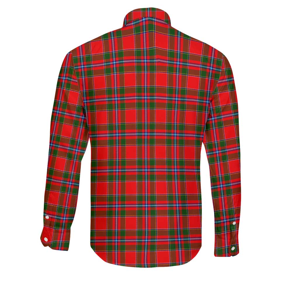 Clan Maule Tartan Long Sleeve Button Shirt Crest And Plaid Basic Style