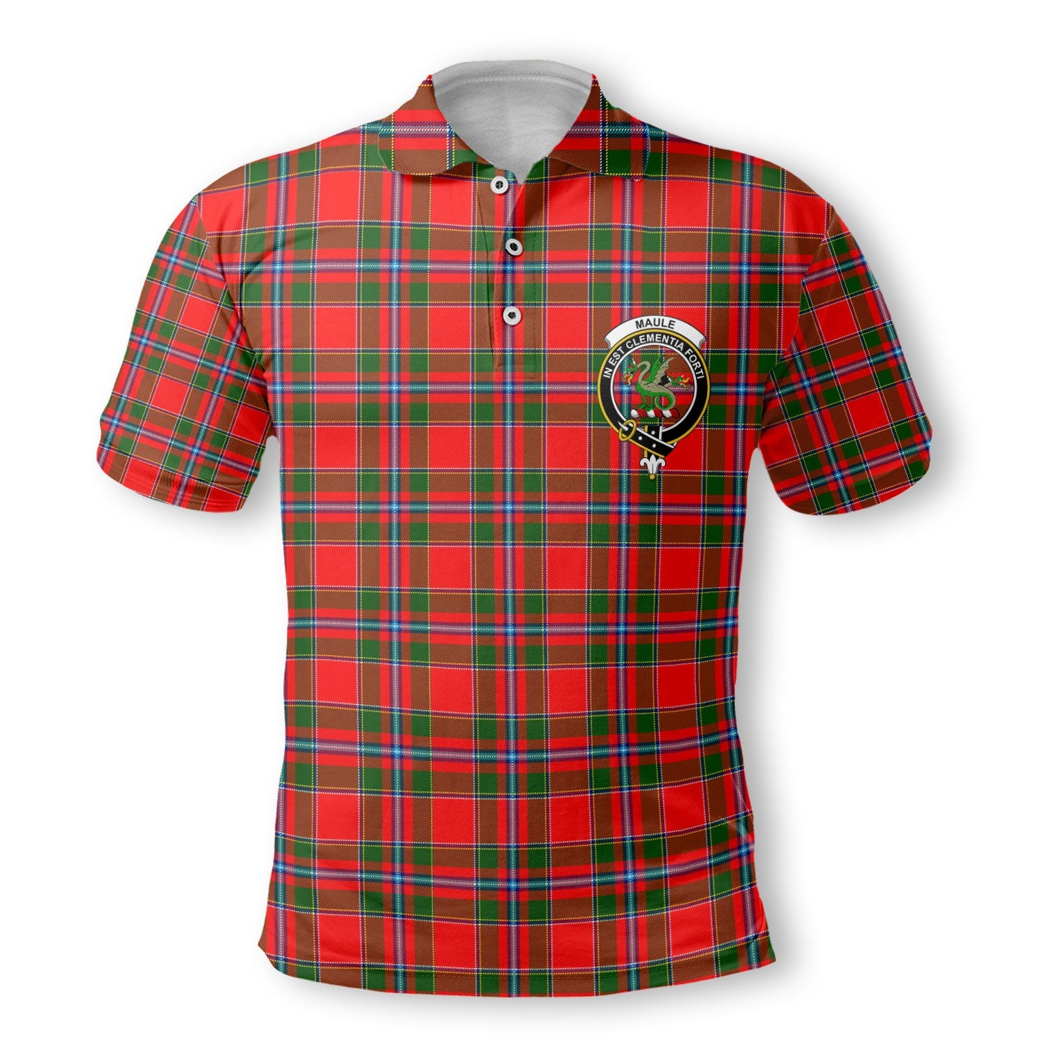 Clan Maule Tartan Men Polo Shirt Crest And Plaid Basic Style