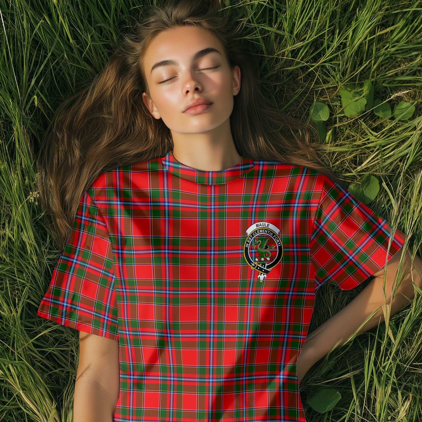 Clan Maule Tartan Women T Shirt Crest And Plaid Basic Style