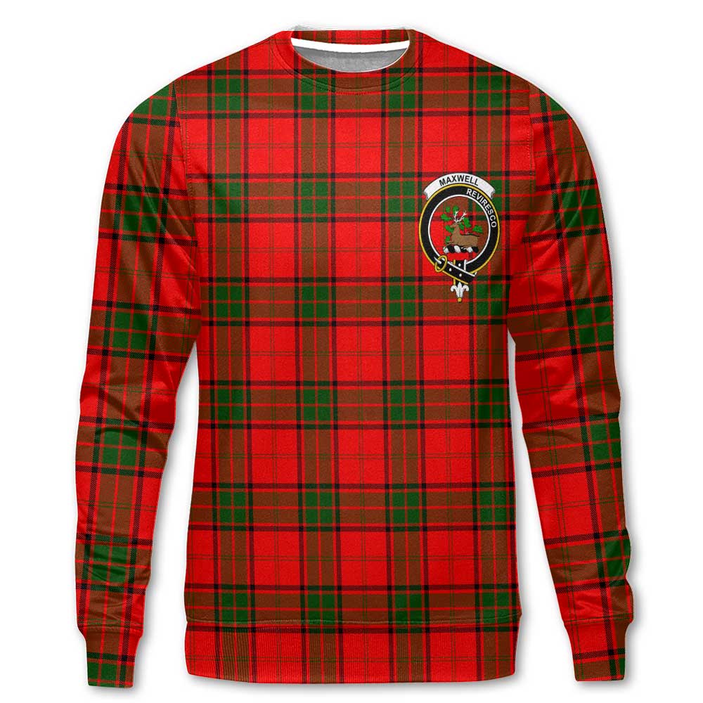 Clan Maxwell Tartan Men Sweatshirt Crest And Plaid Basic Style