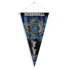 Clan Mckerrell Tartan Felt Pennant Crest And Plaid Basic Style