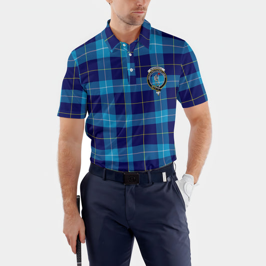 Clan Mckerrell Tartan Golf Tartan Men Polo Shirt Crest And Plaid Basic Style