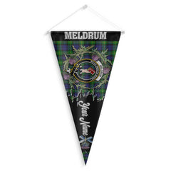 Clan Meldrum Tartan Felt Pennant Crest And Plaid Basic Style