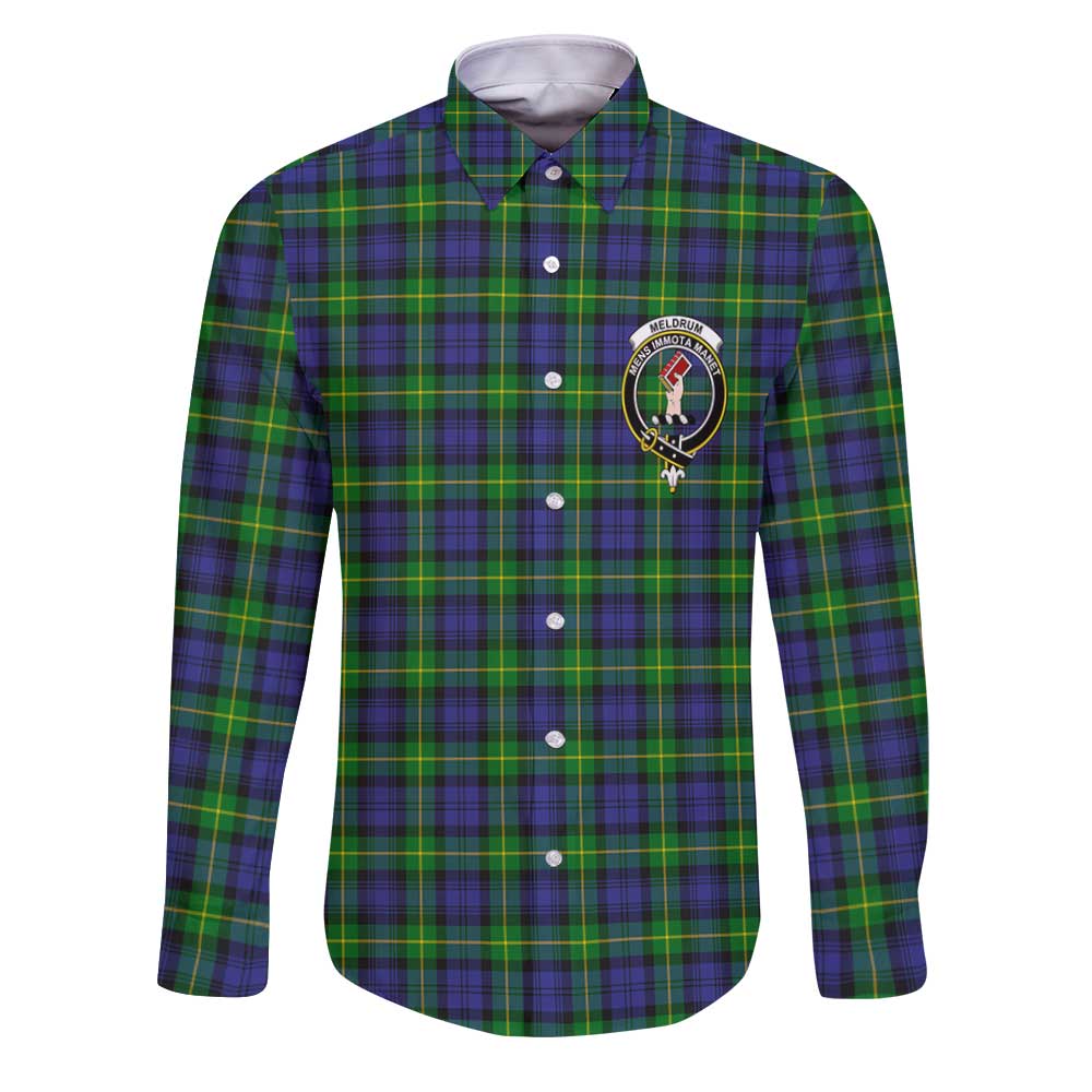 Clan Meldrum Tartan Long Sleeve Button Shirt Crest And Plaid Basic Style