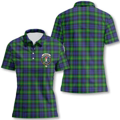 Clan Meldrum Tartan Women Polo Shirt Crest And Plaid Basic Style