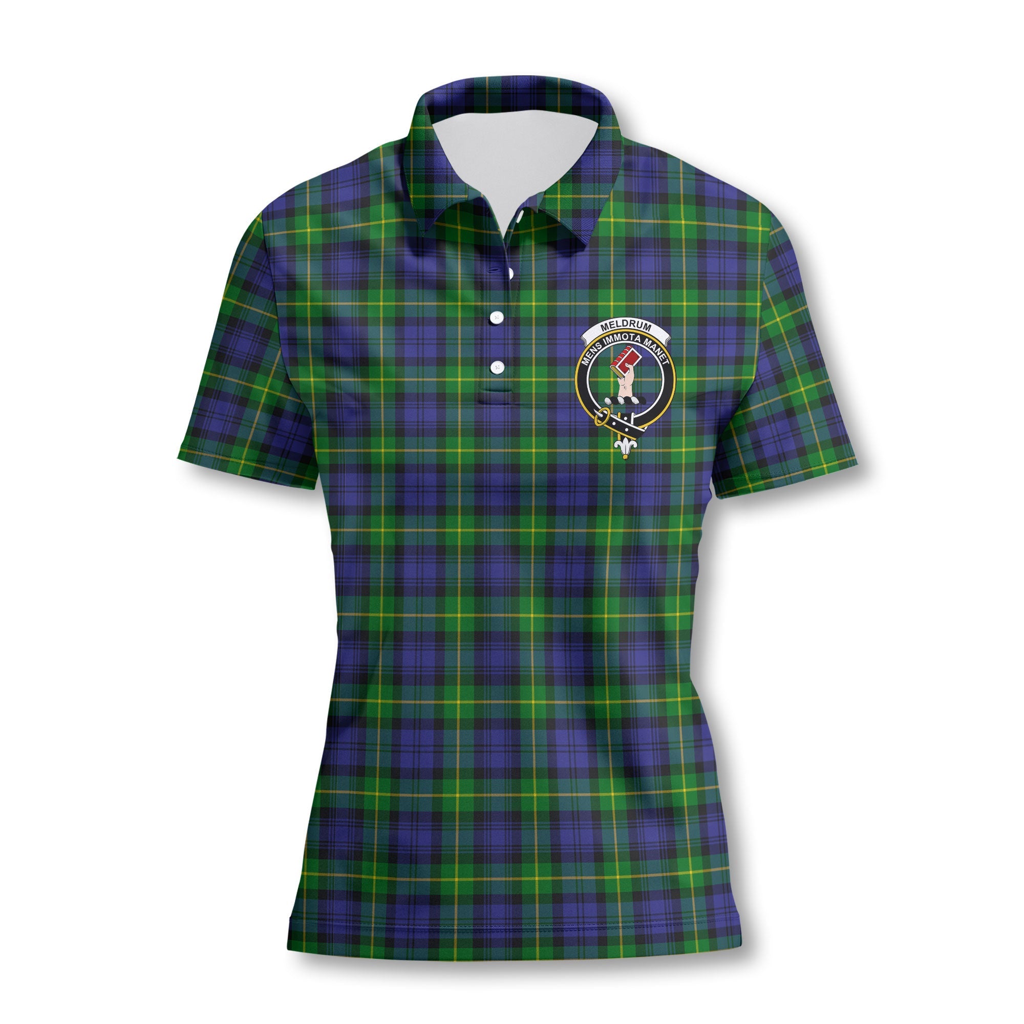Clan Meldrum Tartan Women Polo Shirt Crest And Plaid Basic Style