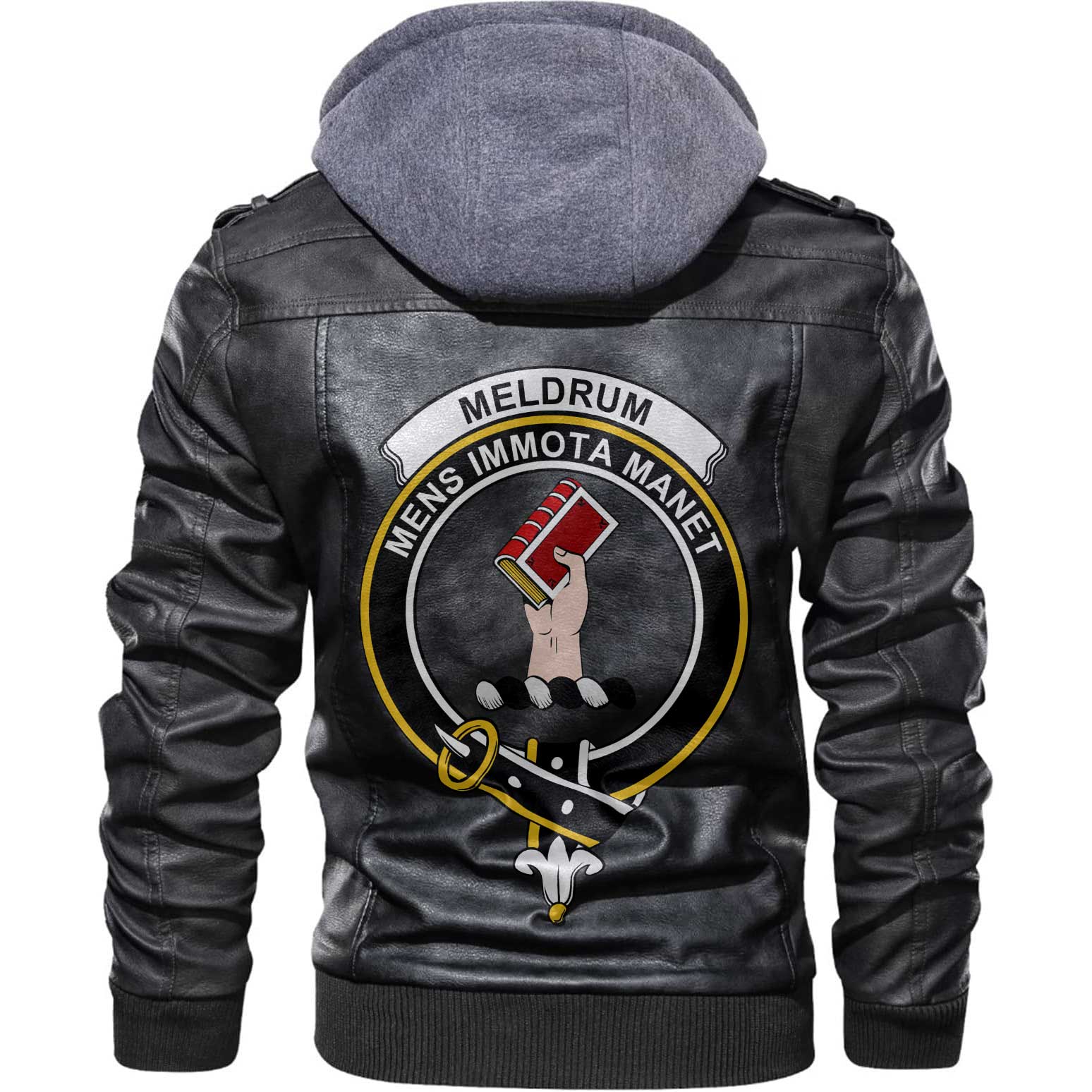 Clan Meldrum Tartan Zip Leather Jacket Crest And Plaid Basic Style