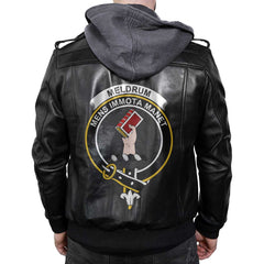 Clan Meldrum Tartan Zip Leather Jacket Crest And Plaid Basic Style