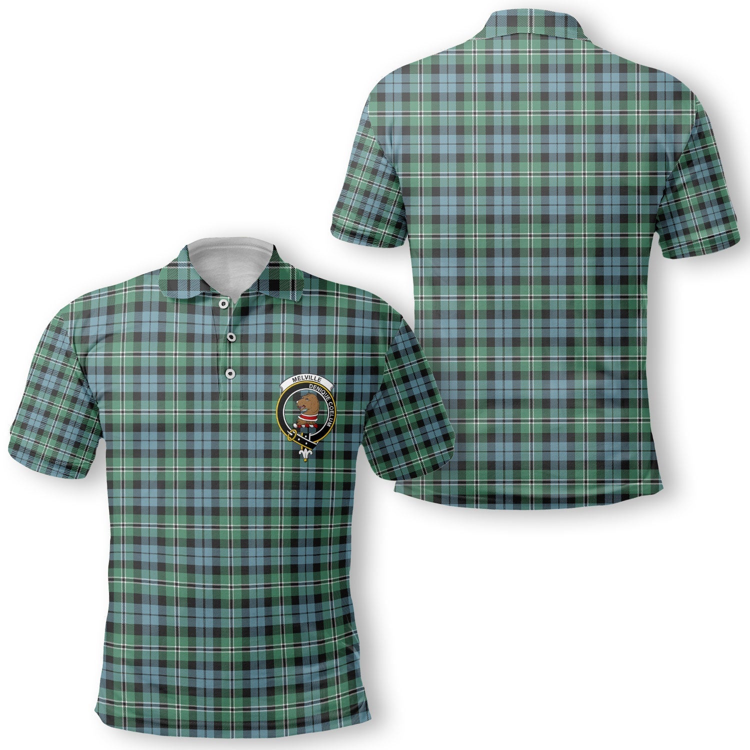 Clan Melville Tartan Men Polo Shirt Crest And Plaid Basic Style