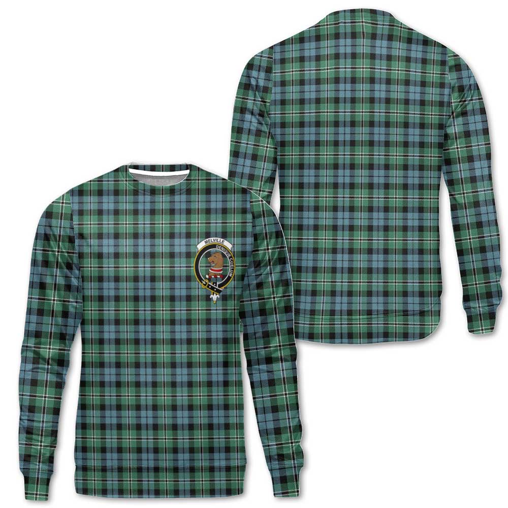 Clan Melville Tartan Men Sweatshirt Crest And Plaid Basic Style