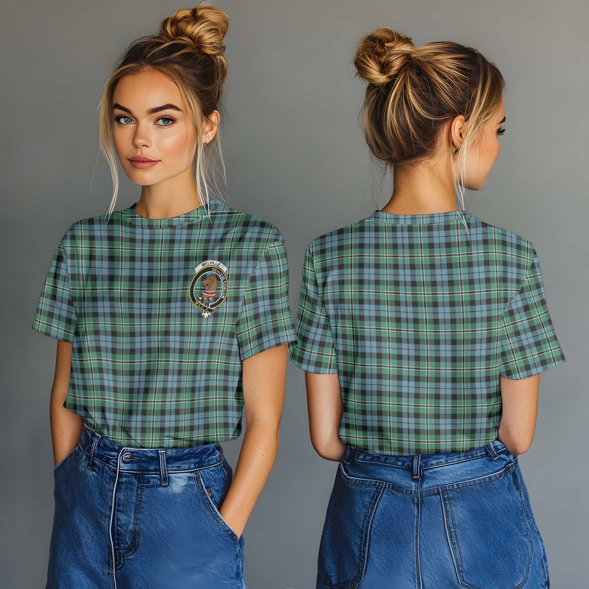 Clan Melville Tartan Women T Shirt Crest And Plaid Basic Style