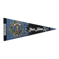 Clan Mercer Tartan Felt Pennant Crest And Plaid Basic Style