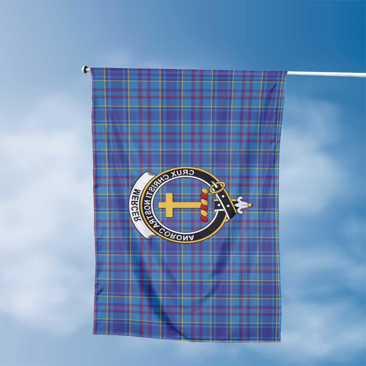 Clan Mercer Tartan Flag Crest And Plaid Basic Style