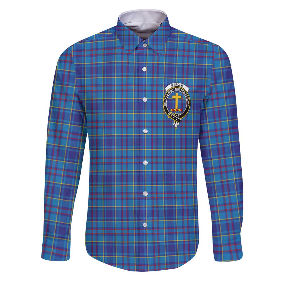 Clan Mercer Tartan Long Sleeve Button Shirt Crest And Plaid Basic Style
