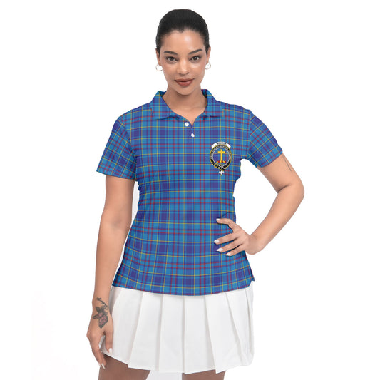 Clan Mercer Tartan Women Polo Shirt Crest And Plaid Basic Style