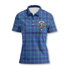 Clan Mercer Tartan Women Polo Shirt Crest And Plaid Basic Style