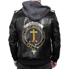 Clan Mercer Tartan Zip Leather Jacket Crest And Plaid Basic Style
