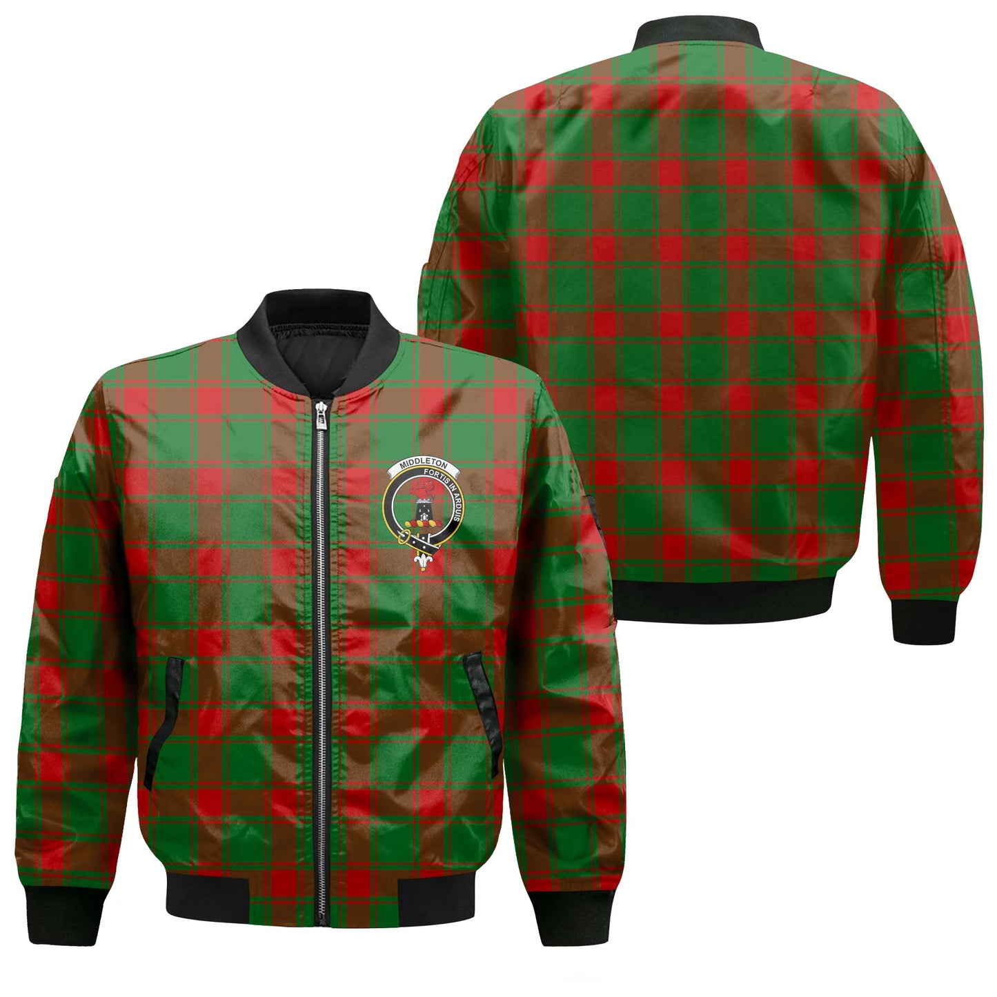 Clan Middleton Tartan Men Bomber Jacket Crest And Plaid Basic Style