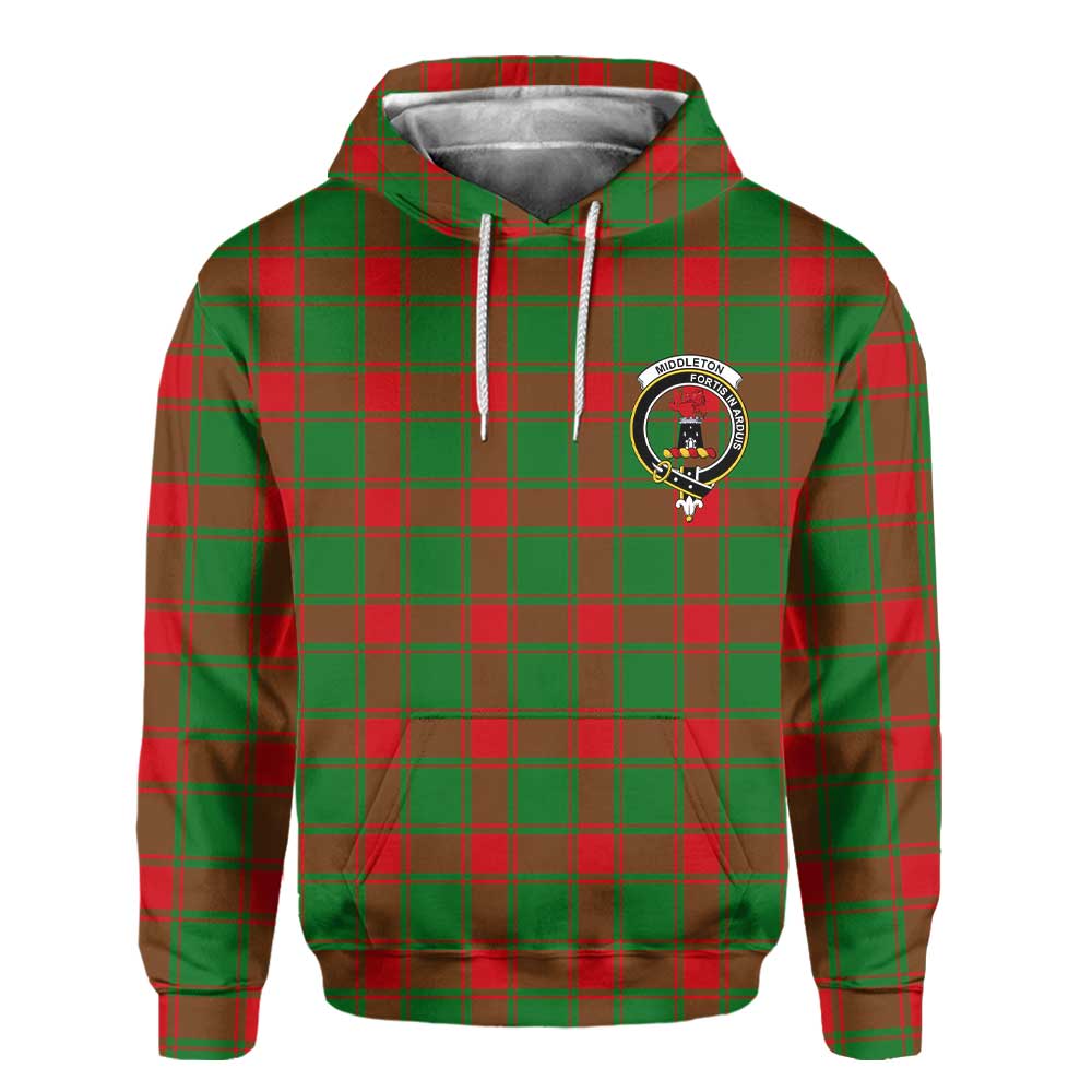 Clan Middleton Tartan Men Hoodie Crest And Plaid Basic Style