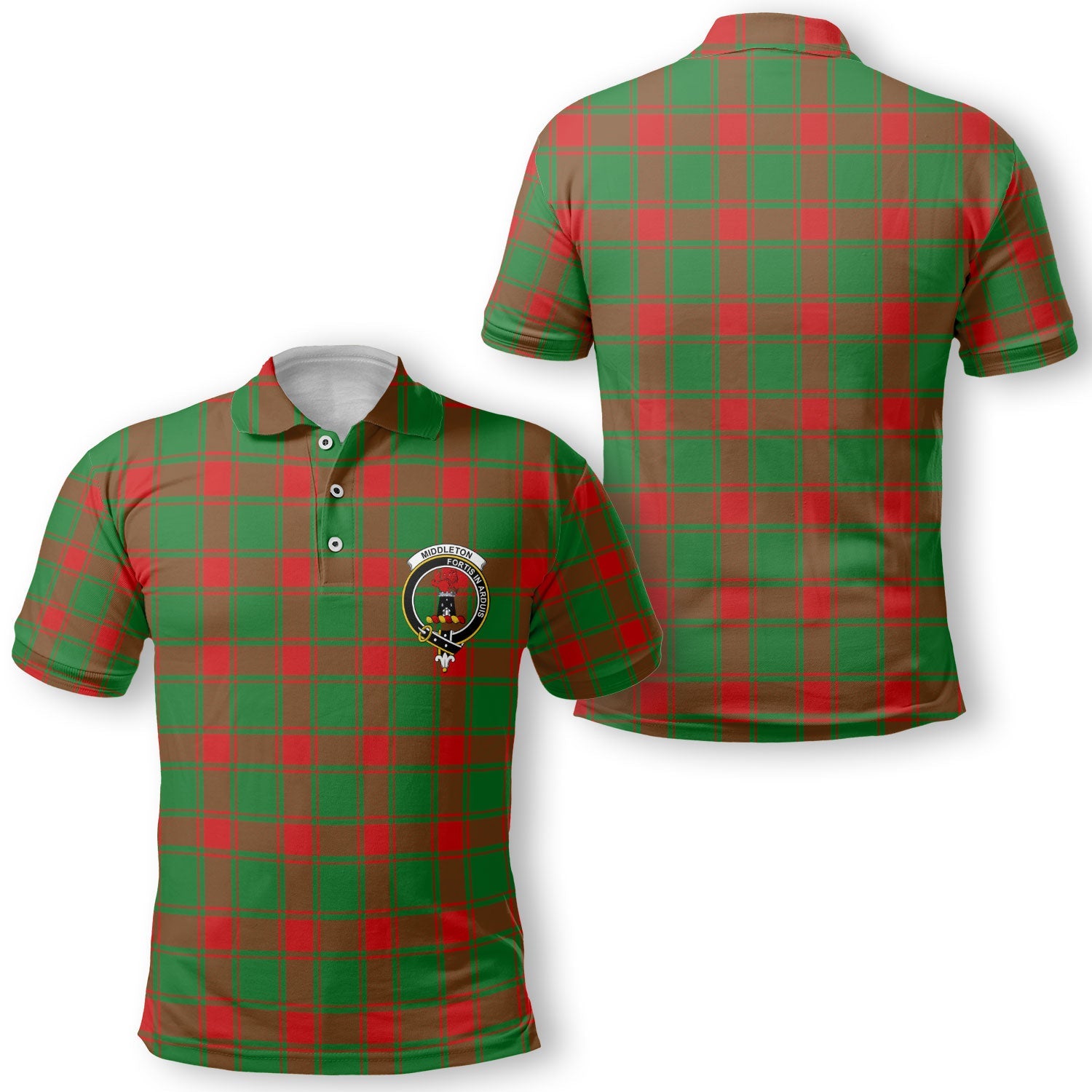 Clan Middleton Tartan Men Polo Shirt Crest And Plaid Basic Style