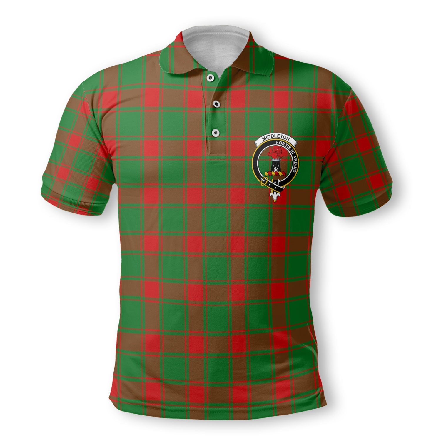 Clan Middleton Tartan Men Polo Shirt Crest And Plaid Basic Style