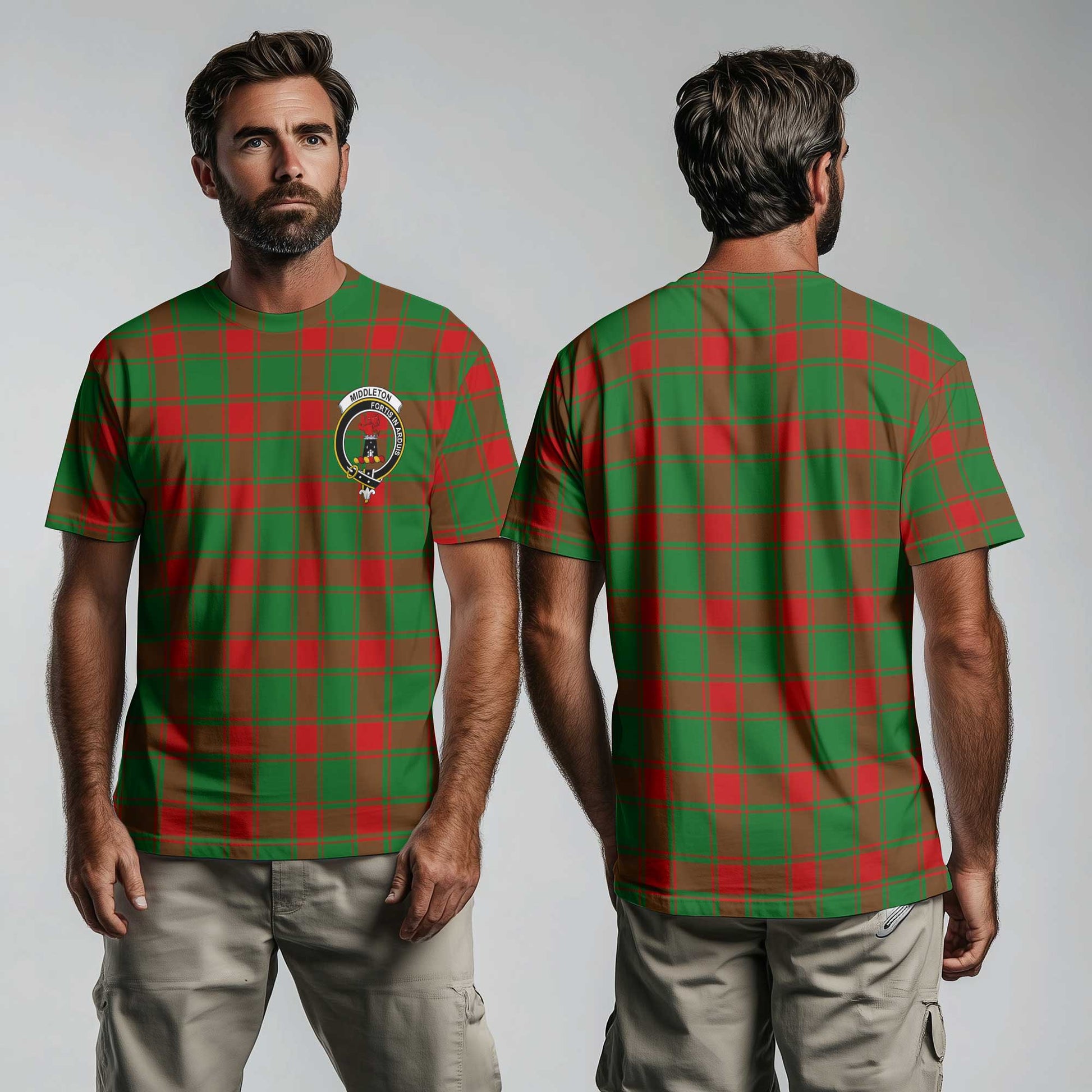 Clan Middleton Tartan Men T Shirt Crest And Plaid Basic Style