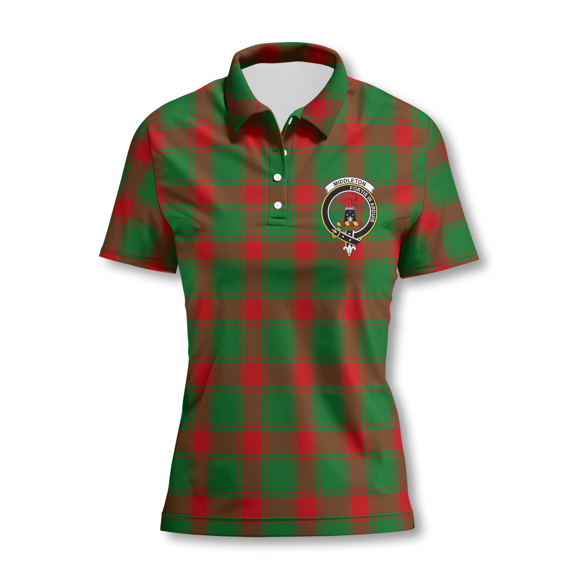 Clan Middleton Tartan Women Polo Shirt Crest And Plaid Basic Style