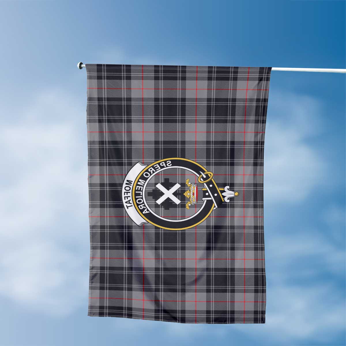 Clan Moffat Tartan Flag Crest And Plaid Basic Style