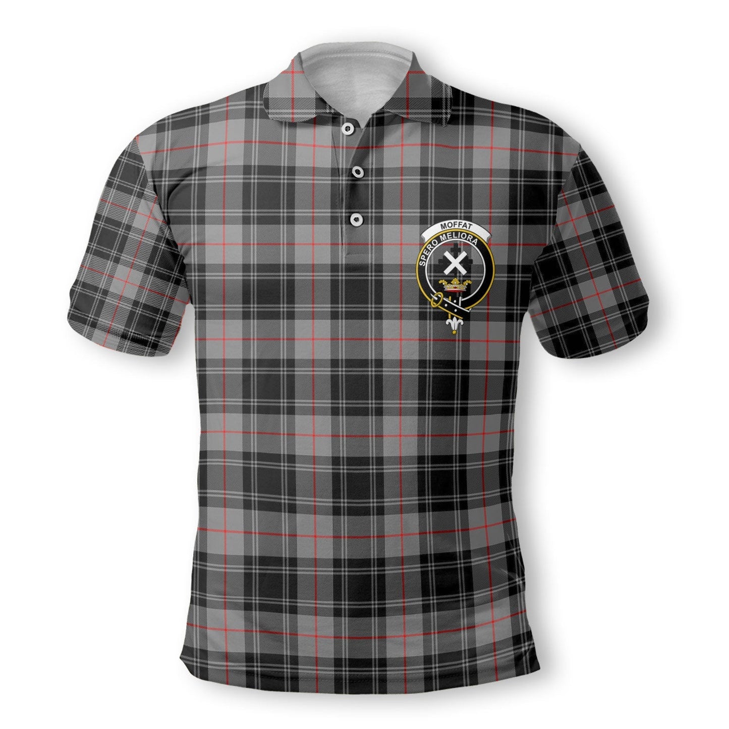 Clan Moffat Tartan Golf Tartan Men Polo Shirt Crest And Plaid Basic Style