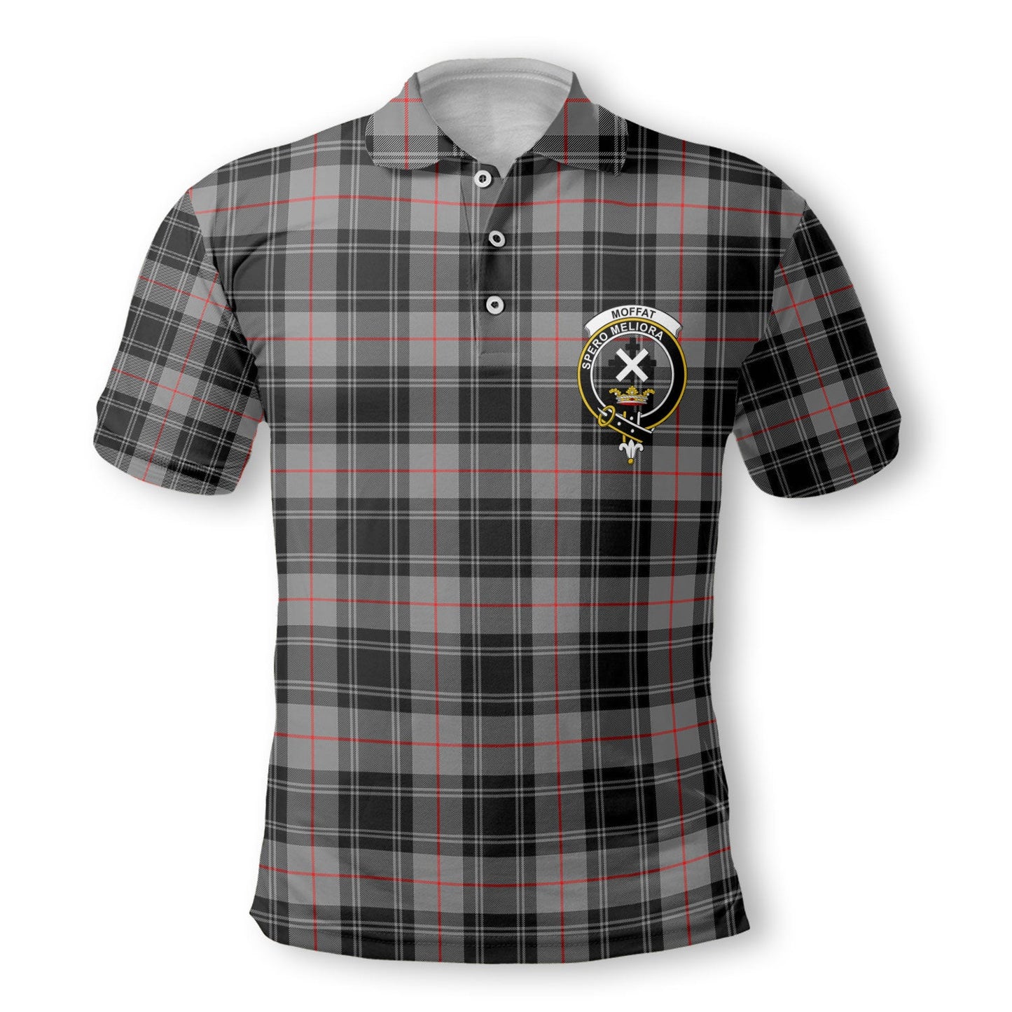 Clan Moffat Tartan Golf Men Polo Shirt Crest And Plaid Basic Style