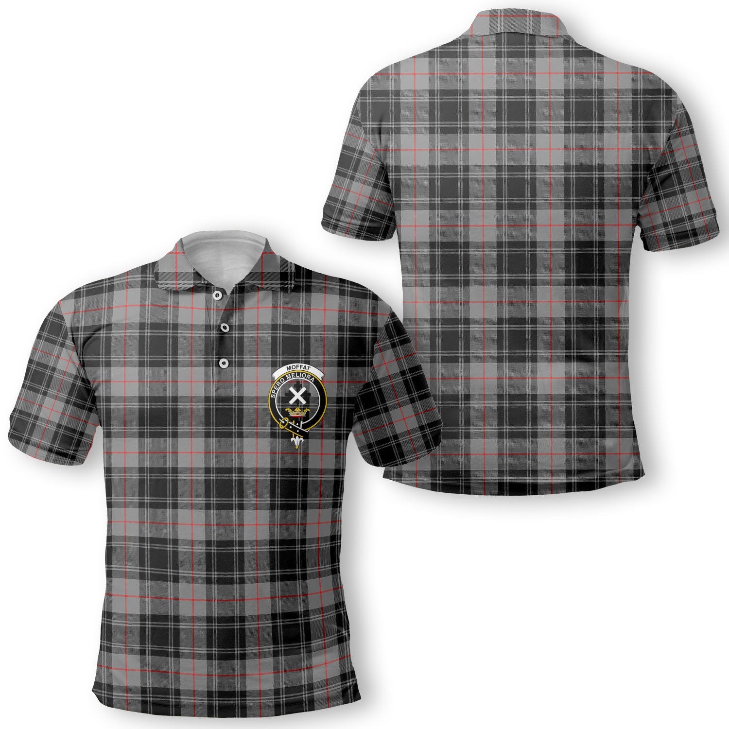 Clan Moffat Tartan Men Polo Shirt Crest And Plaid Basic Style