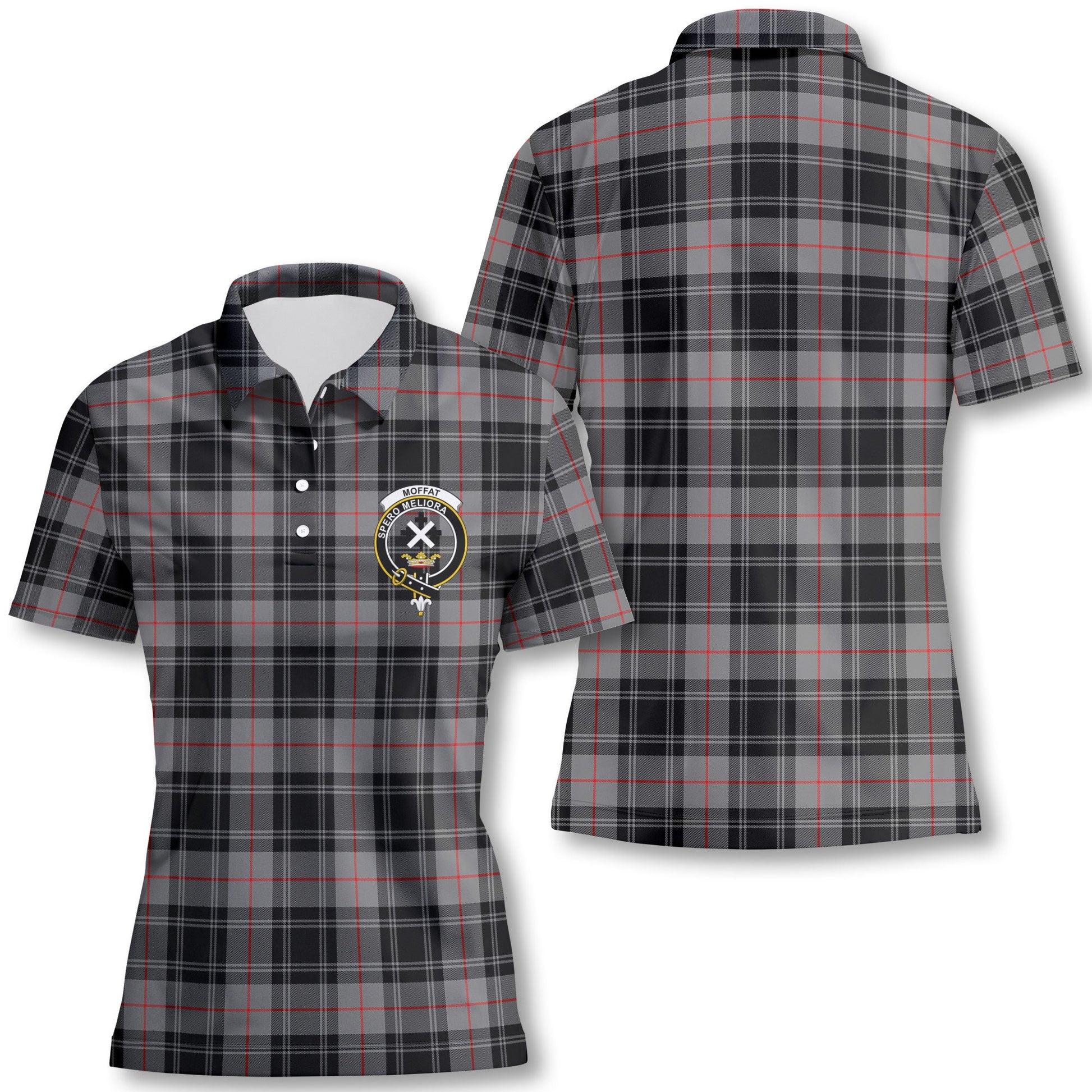 Clan Moffat Tartan Women Polo Shirt Crest And Plaid Basic Style