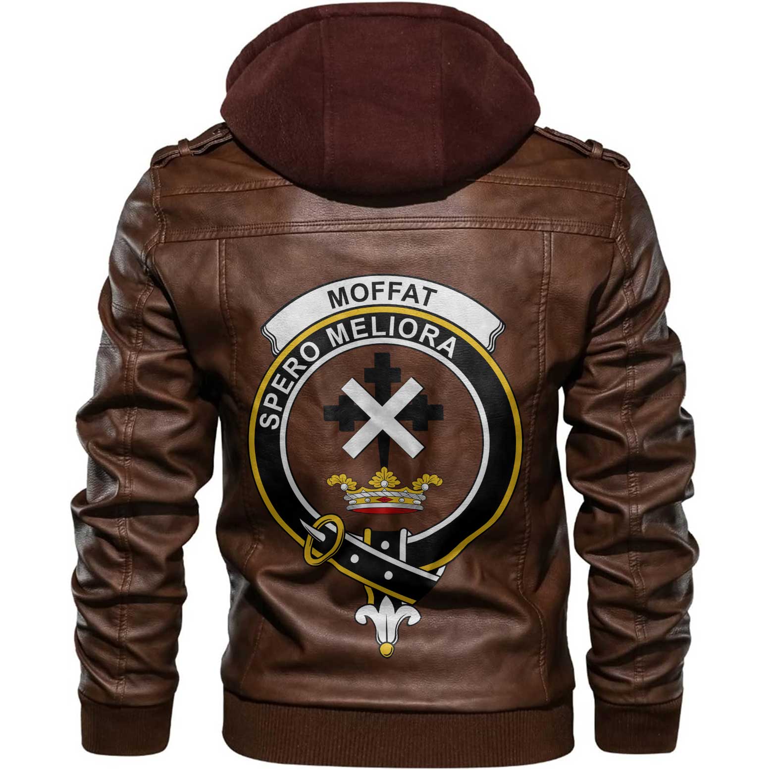 Clan Moffat Tartan Zip Leather Jacket Crest And Plaid Basic Style