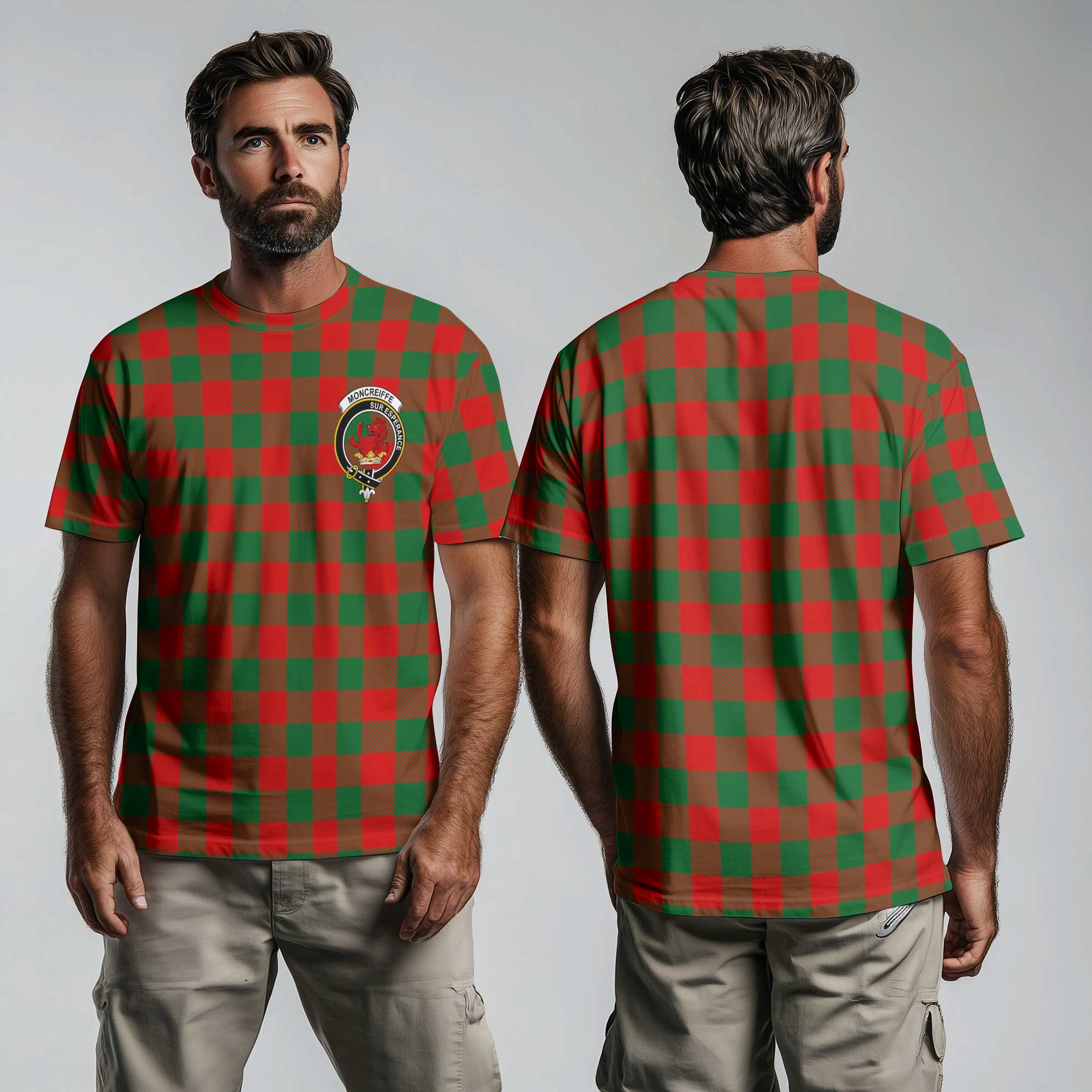 Clan Moncreiffe Tartan Men T Shirt Crest And Plaid Basic Style