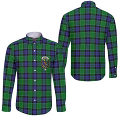 Clan Monteith Tartan Long Sleeve Button Shirt Crest And Plaid Basic Style