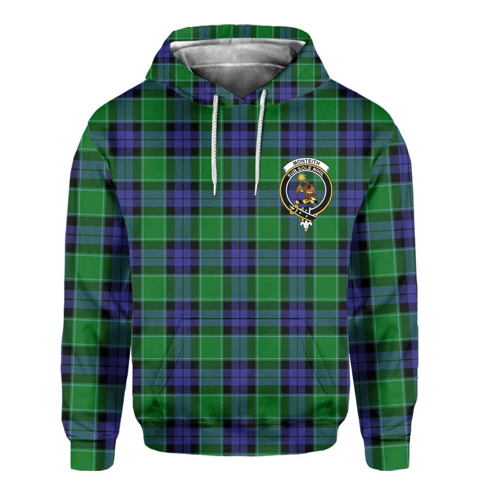 Clan Monteith Tartan Men Hoodie Crest And Plaid Basic Style