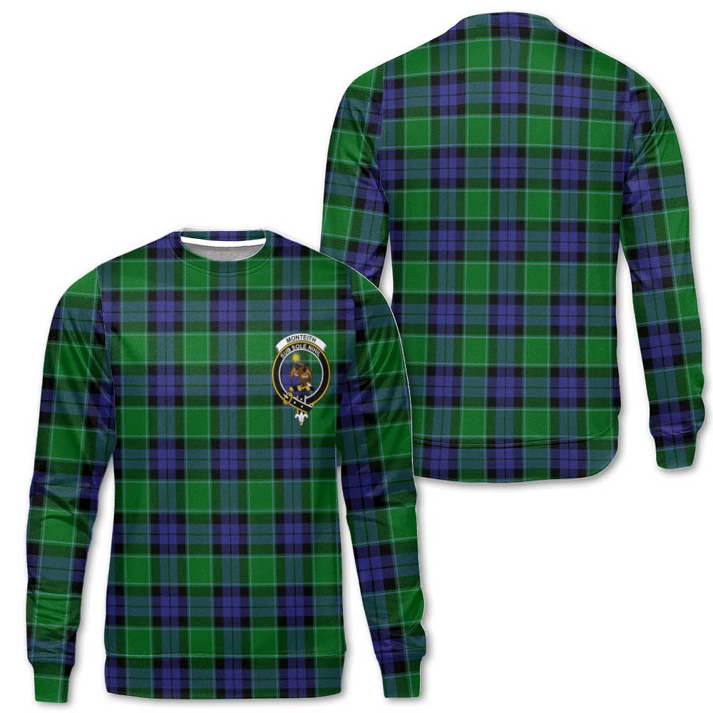 Clan Monteith Tartan Men Sweatshirt Crest And Plaid Basic Style