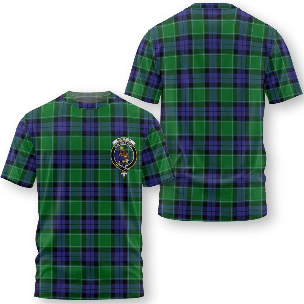 Clan Monteith Tartan Men T Shirt Crest And Plaid Basic Style