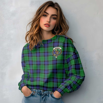 Clan Monteith Tartan Women Sweatshirt Crest And Plaid Basic Style