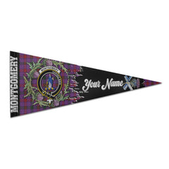 Clan Montgomery Tartan Felt Pennant Crest And Plaid Basic Style