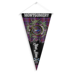 Clan Montgomery Tartan Felt Pennant Crest And Plaid Basic Style