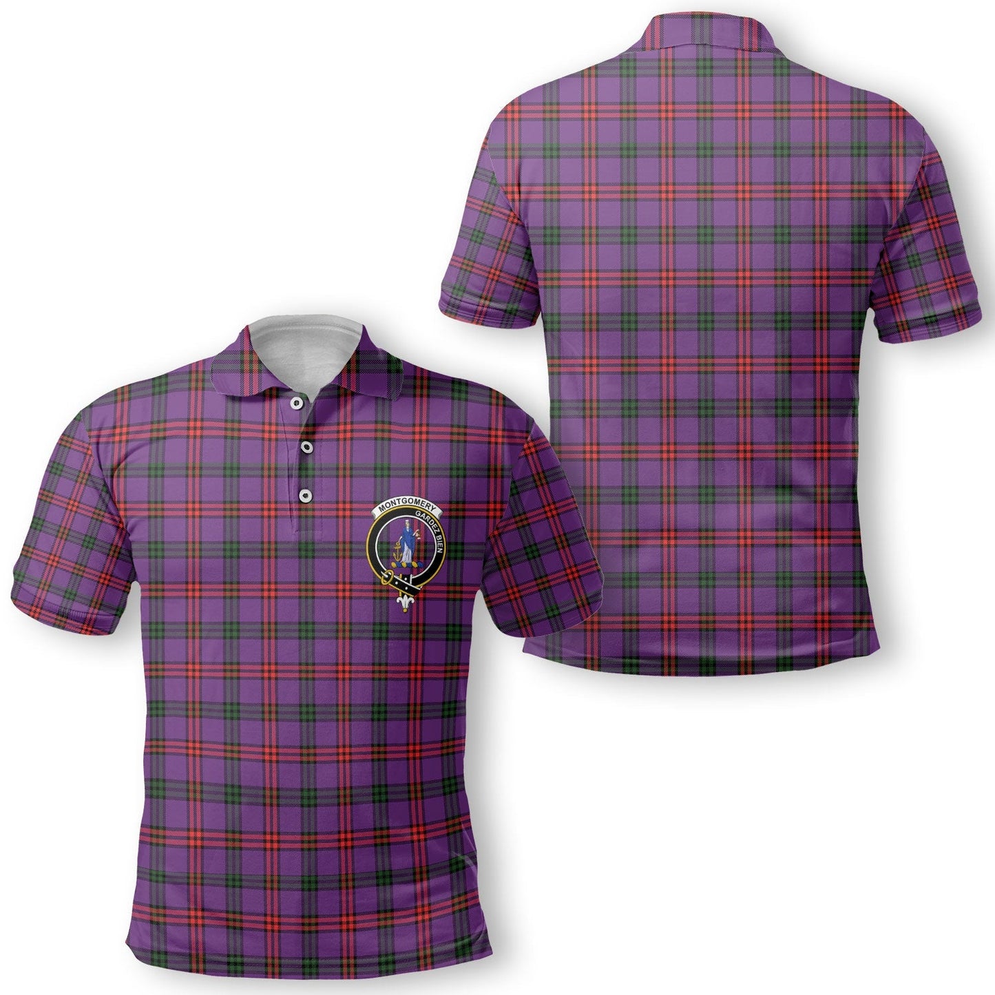 Clan Montgomery Tartan Golf Tartan Men Polo Shirt Crest And Plaid Basic Style